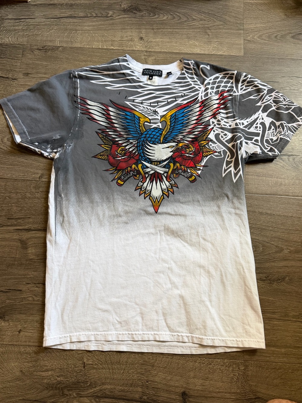 Affliction Black Label Eternal Pride Mens M Rhinestones T-Shirt Y2K Tee